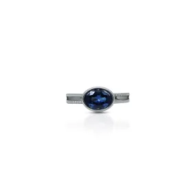 925 Silver Oval Dark Blue Stone Ring for Her