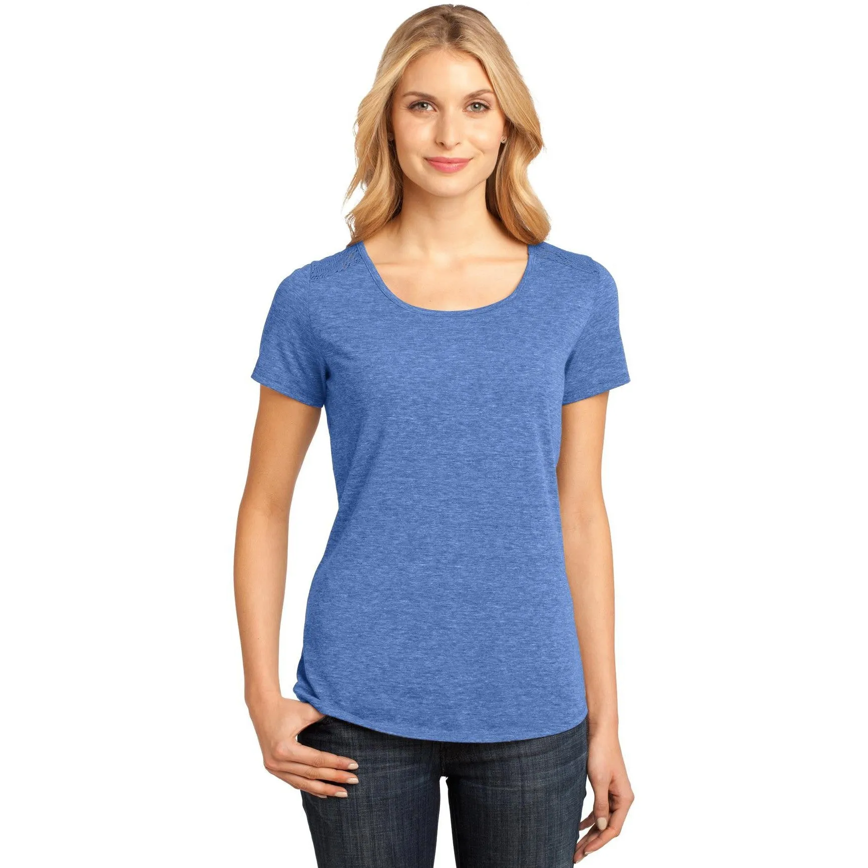 CLOSEOUT - District Made Ladies Tri-Blend Lace Tee