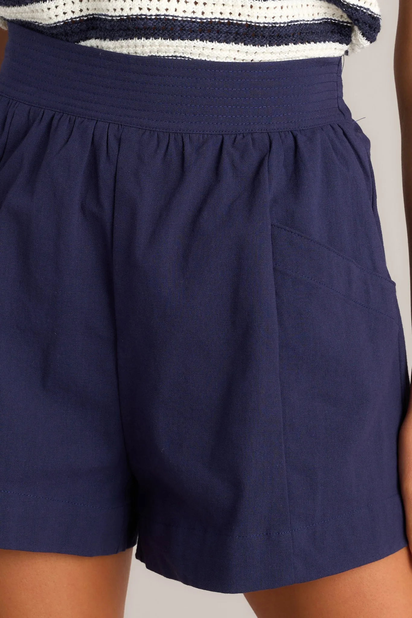 Cotton Cloud Navy Cotton Blend Shorts