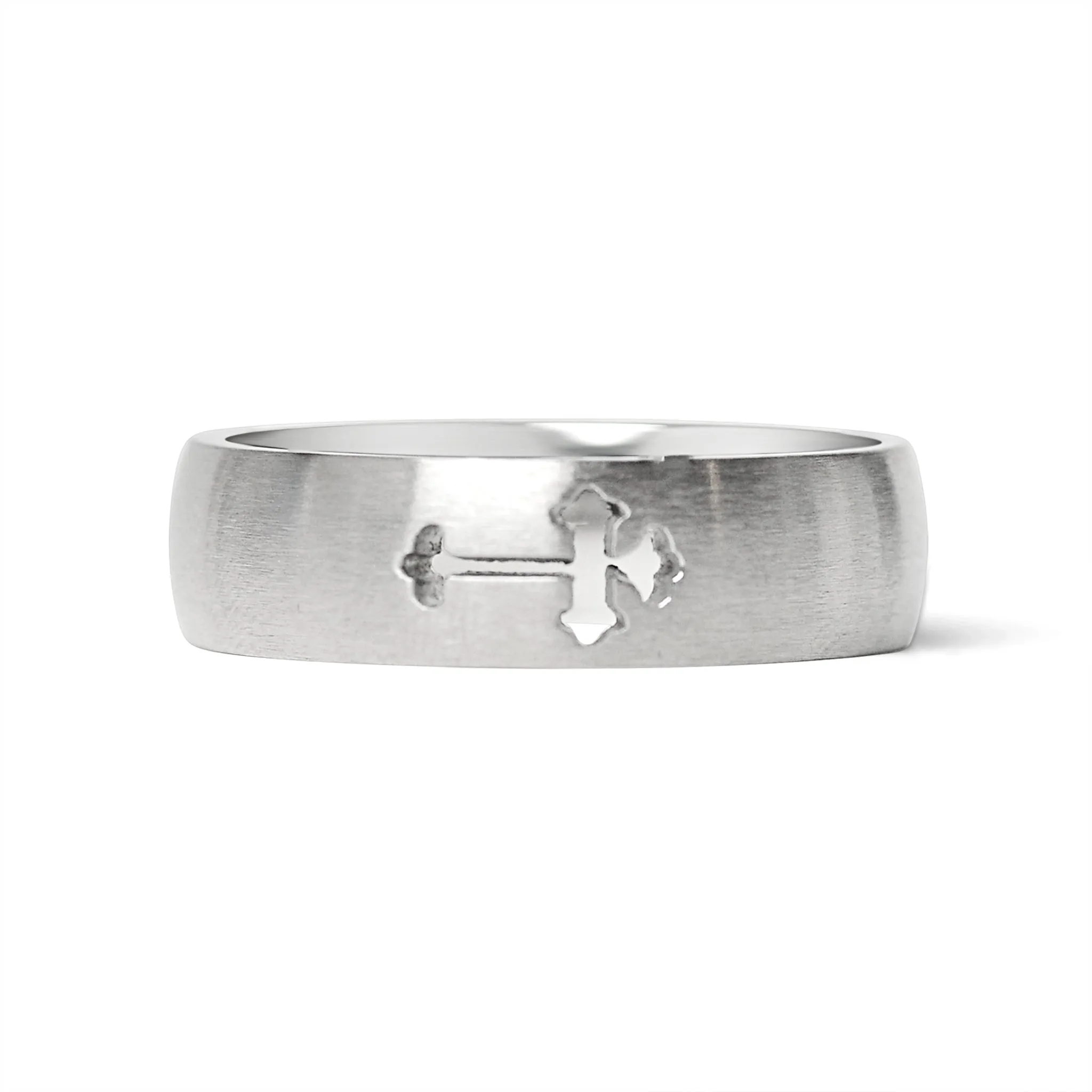 Cross Cutout Brushed Stainless Steel Ring / CFR7023