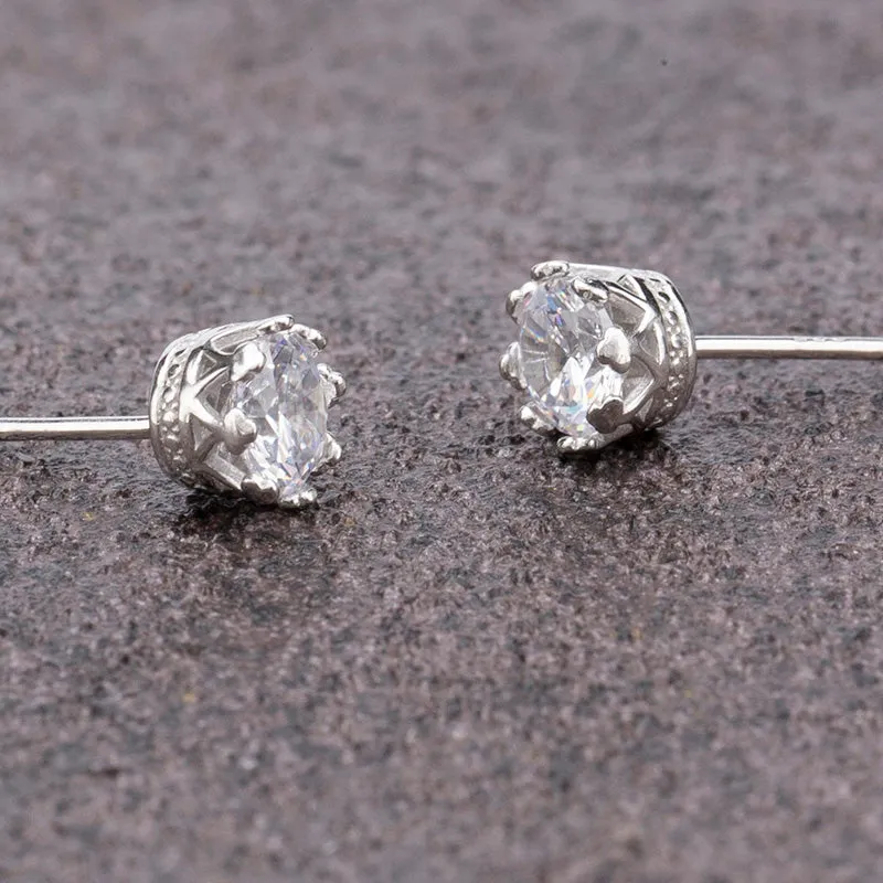 Crown Star Stud Earrings- 925 Silver