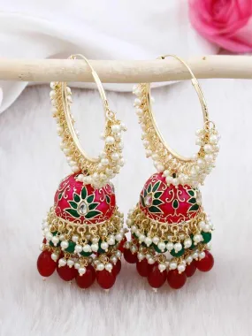 Dark Pink Manitha Satrangi Hoops