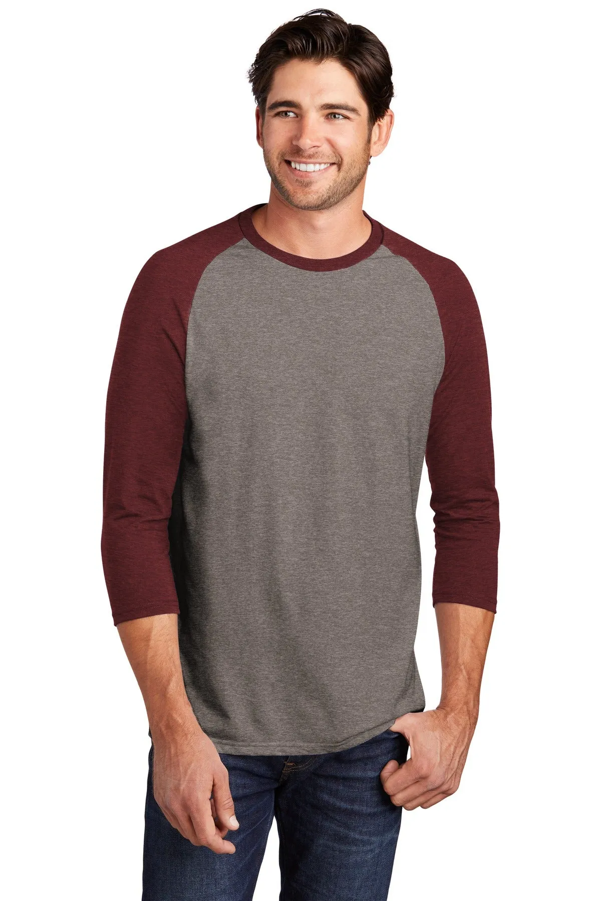 District Perfect Tri 3/4-Sleeve Raglan. DM136