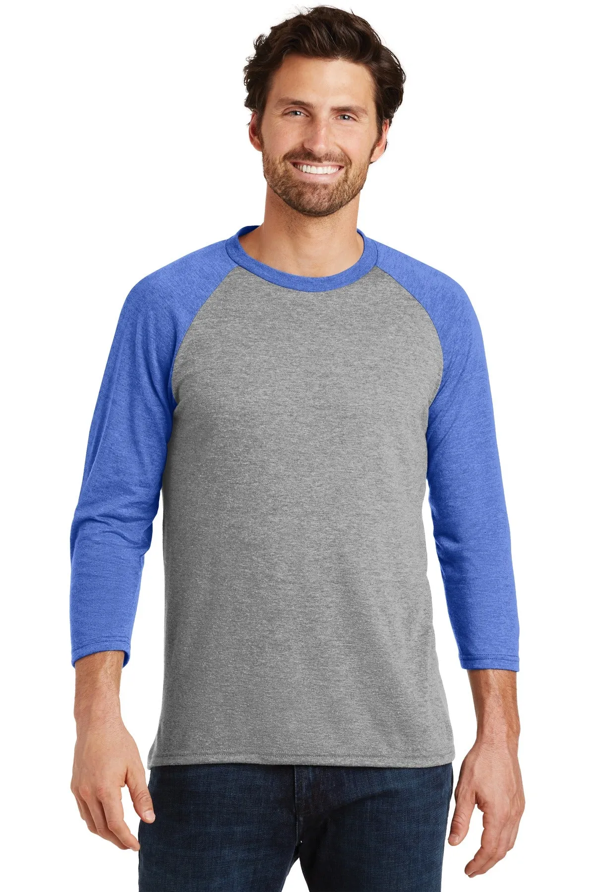 District Perfect Tri 3/4-Sleeve Raglan. DM136