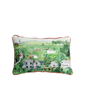 Grandma Moses 'Summer Party' Needlepoint Pillow