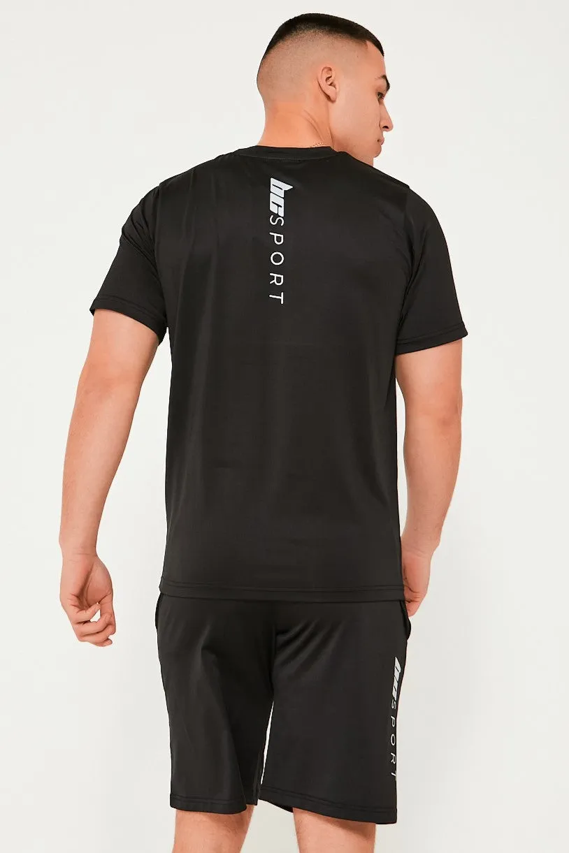 Hopton Activewear T-Shirt & Short Set - Black