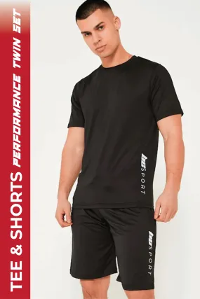 Hopton Activewear T-Shirt & Short Set - Black