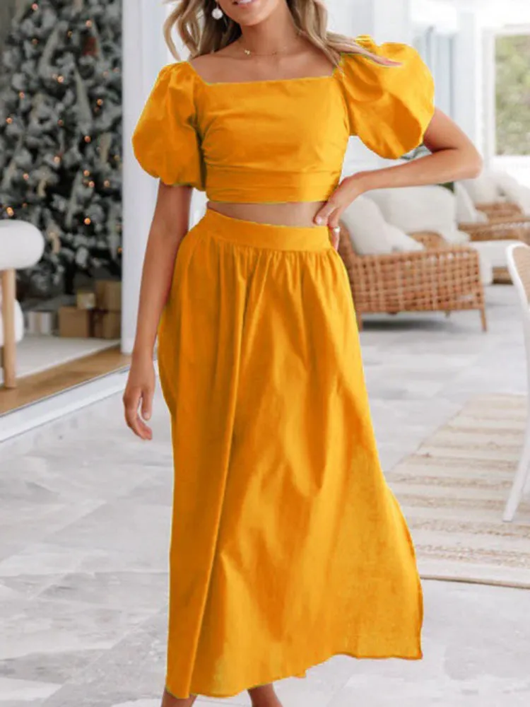 Lantern Sleeve Two-Piece Dress