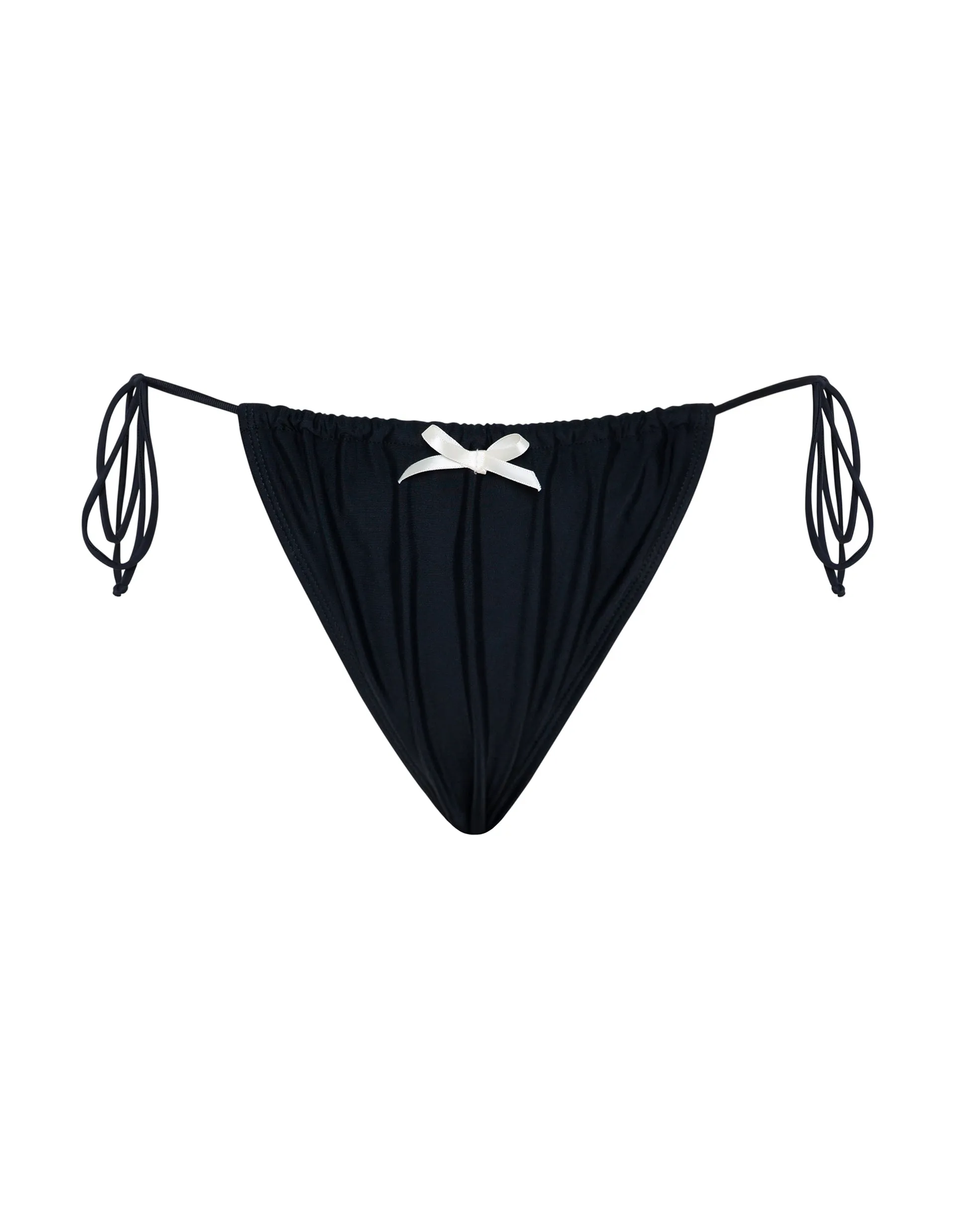 Leyna Bikini Bottom in Black with Ivory Bow