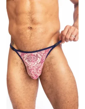 L'Homme Invisible String Striptease Thong Pink Lace Flower UW21X-LFR 9