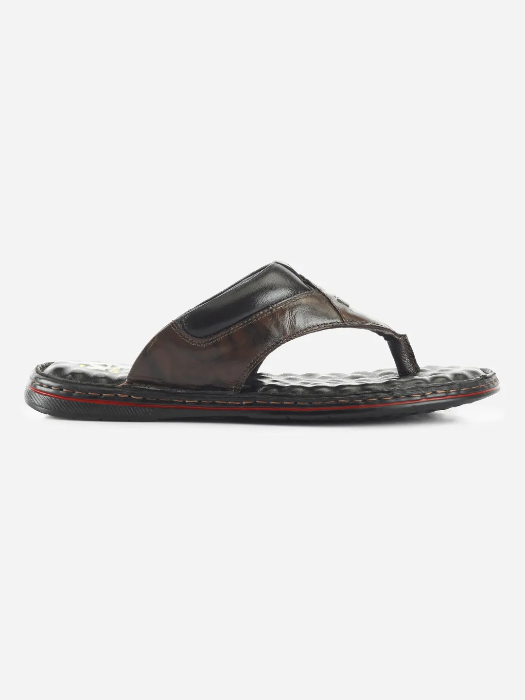 Men's Brown 56 Air Pocket Footbed Thong Sandal (ID4164)