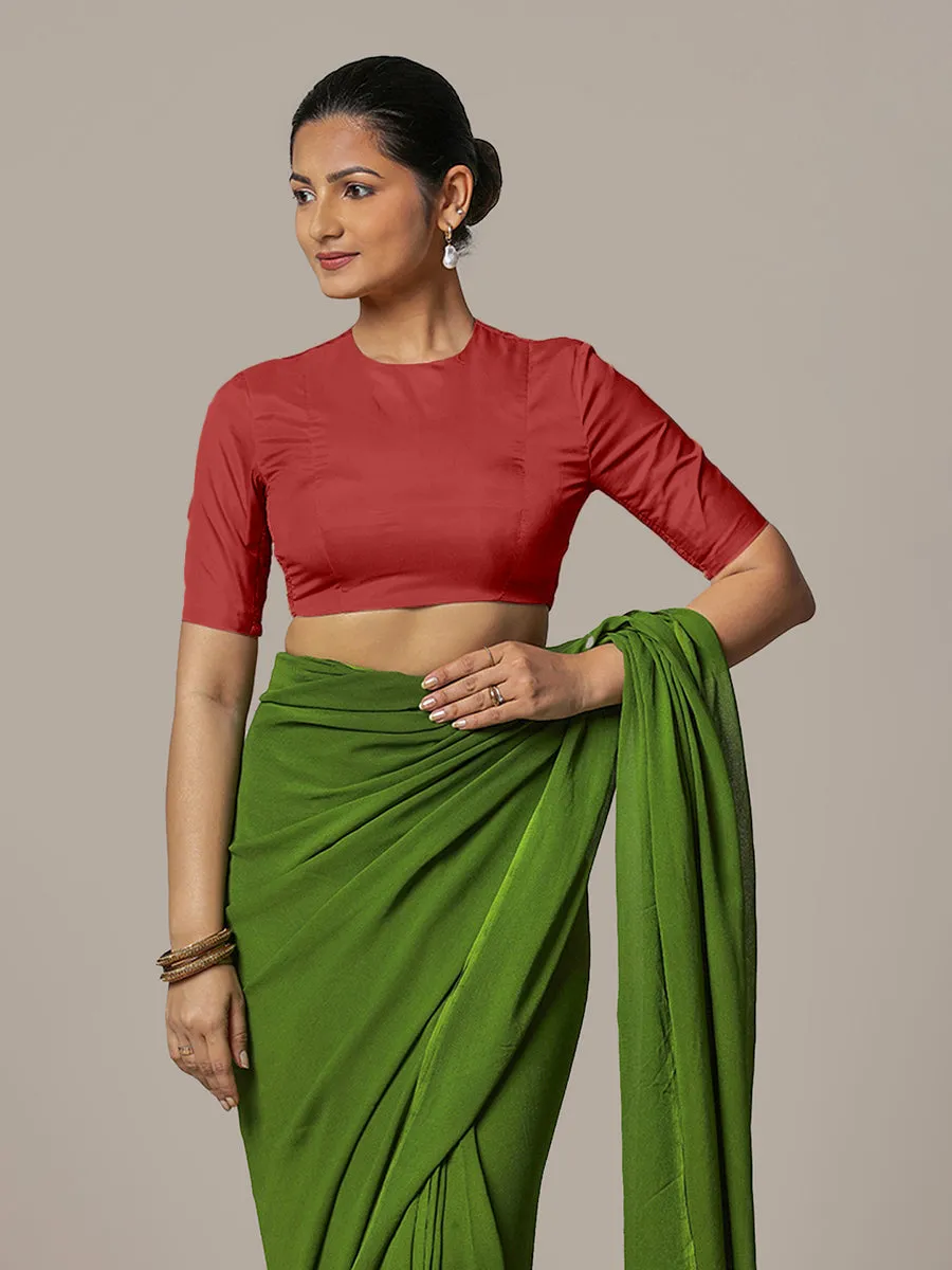 Myra x Rozaana | Crimson Red Backless Saree Blouse w/ FlexiFit™