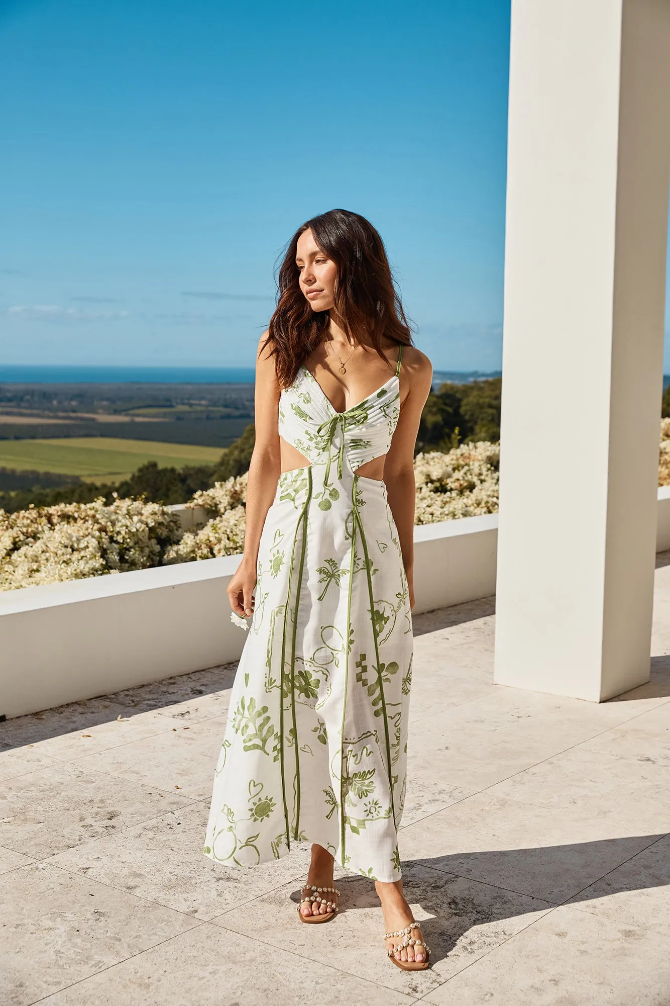 Open Doors Maxi Dress Green