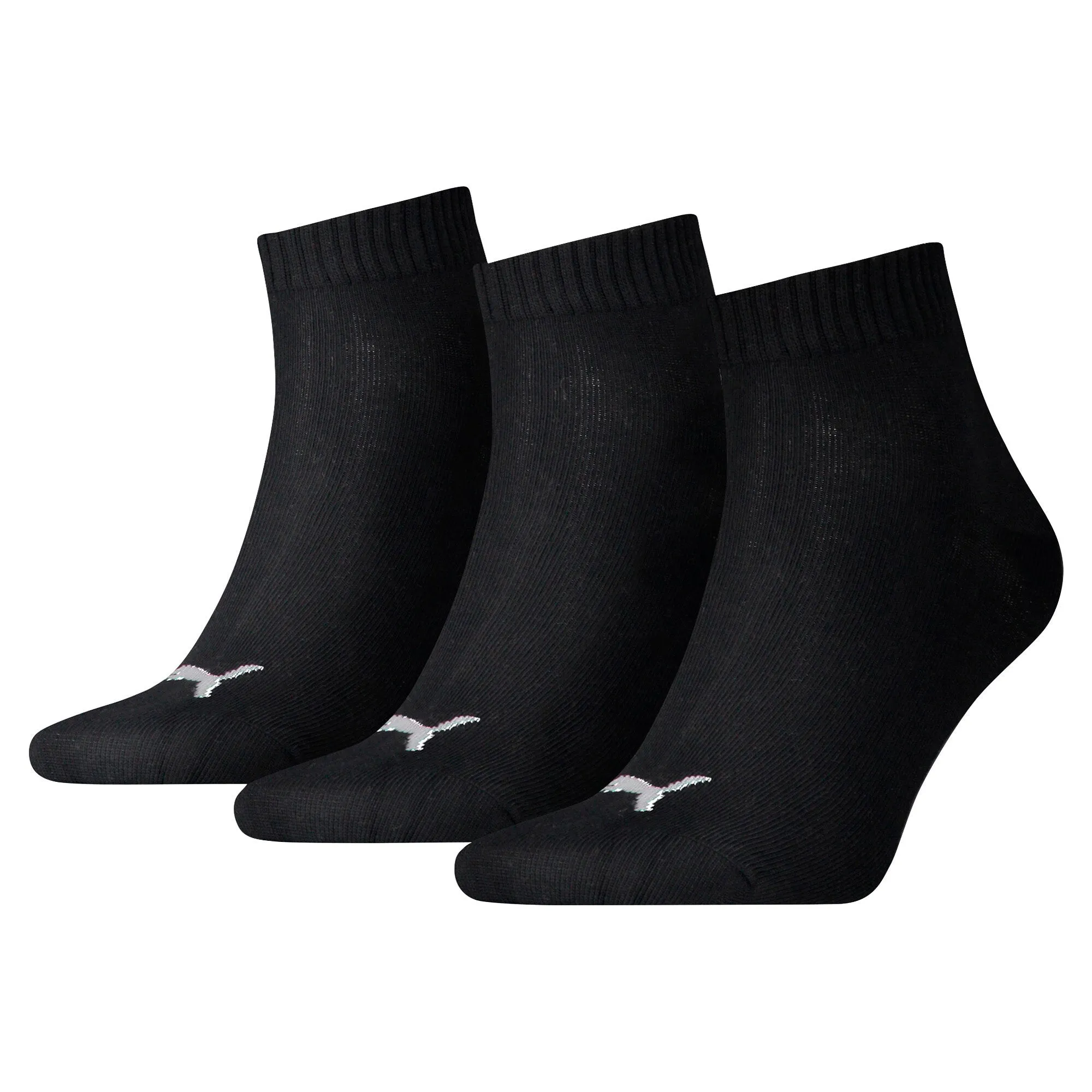 PUMA Unisex 3 Pairs Quarter Soft Cotton Flat Toe Seam Socks