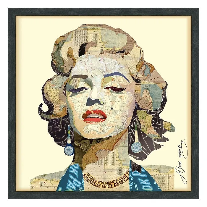 "Homage to Marilyn" Dimensional Collage Framed Graphic Art Under Glass Wall Art