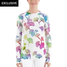 Rainbow Ginkgo Leaves Rash Guard Top (POD)