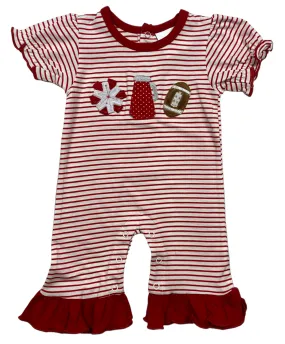 Red Football Girls Romper