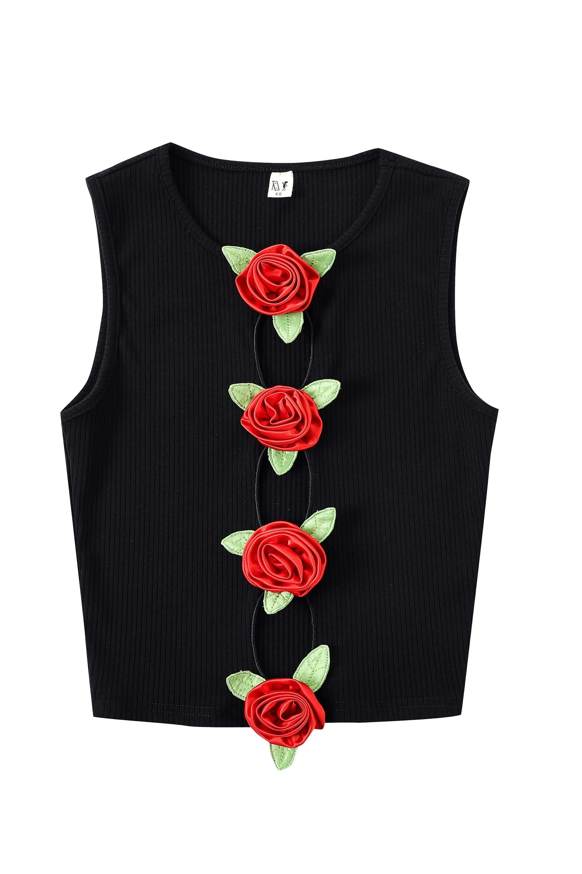 Red Roses 3 Hole Punch Tencel Tank