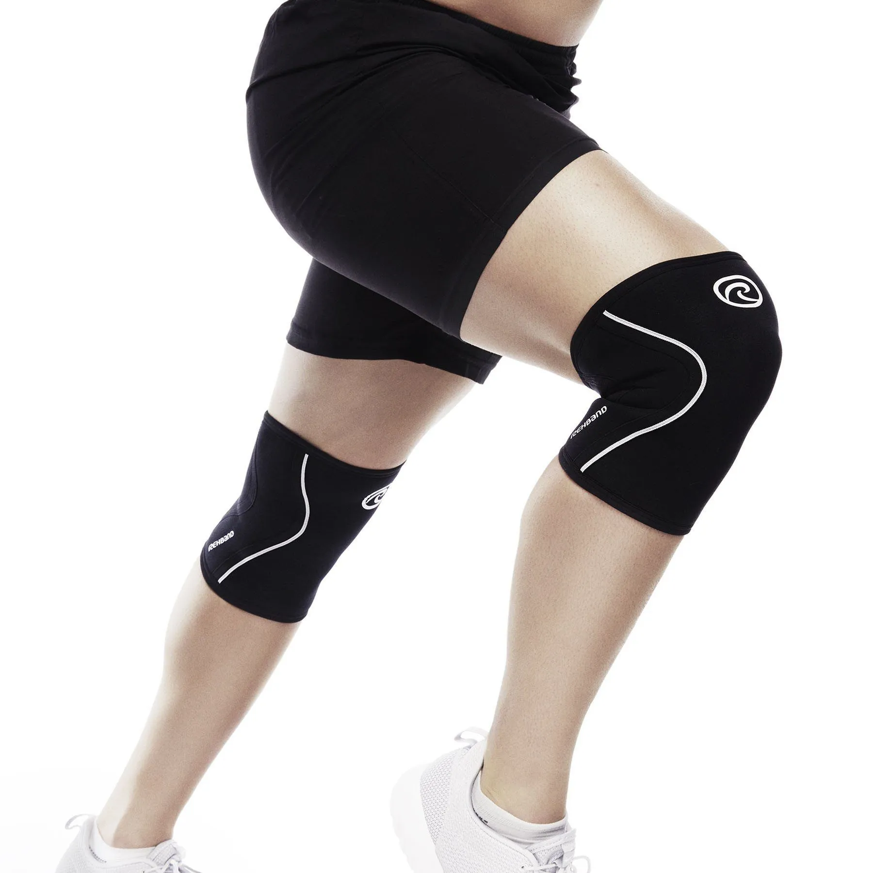 Rehband RX Knee Sleeve - 7mm - Black/White - SINGLE