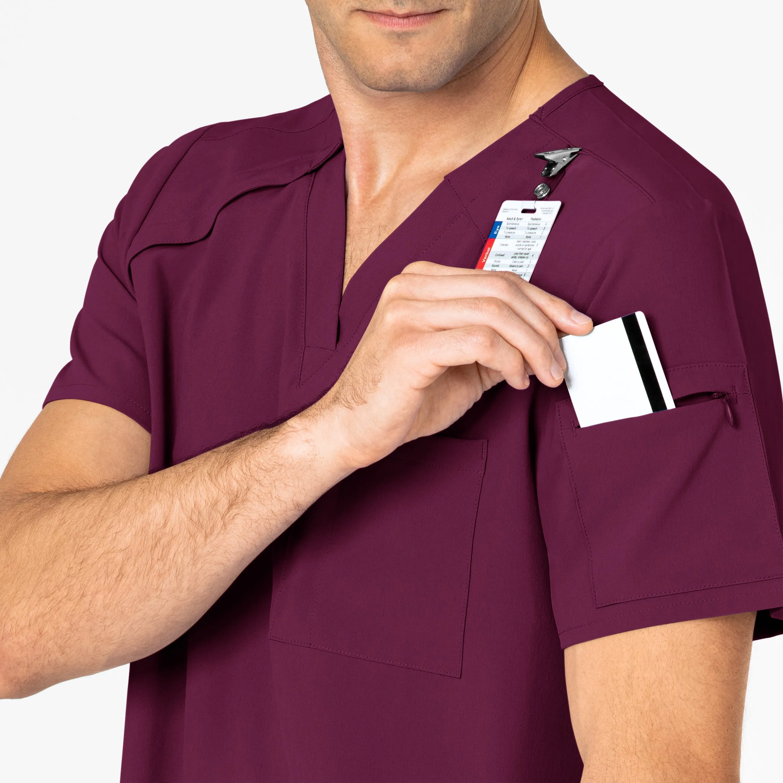 RENEW Men's EZ Zip Scrub Top - Wine