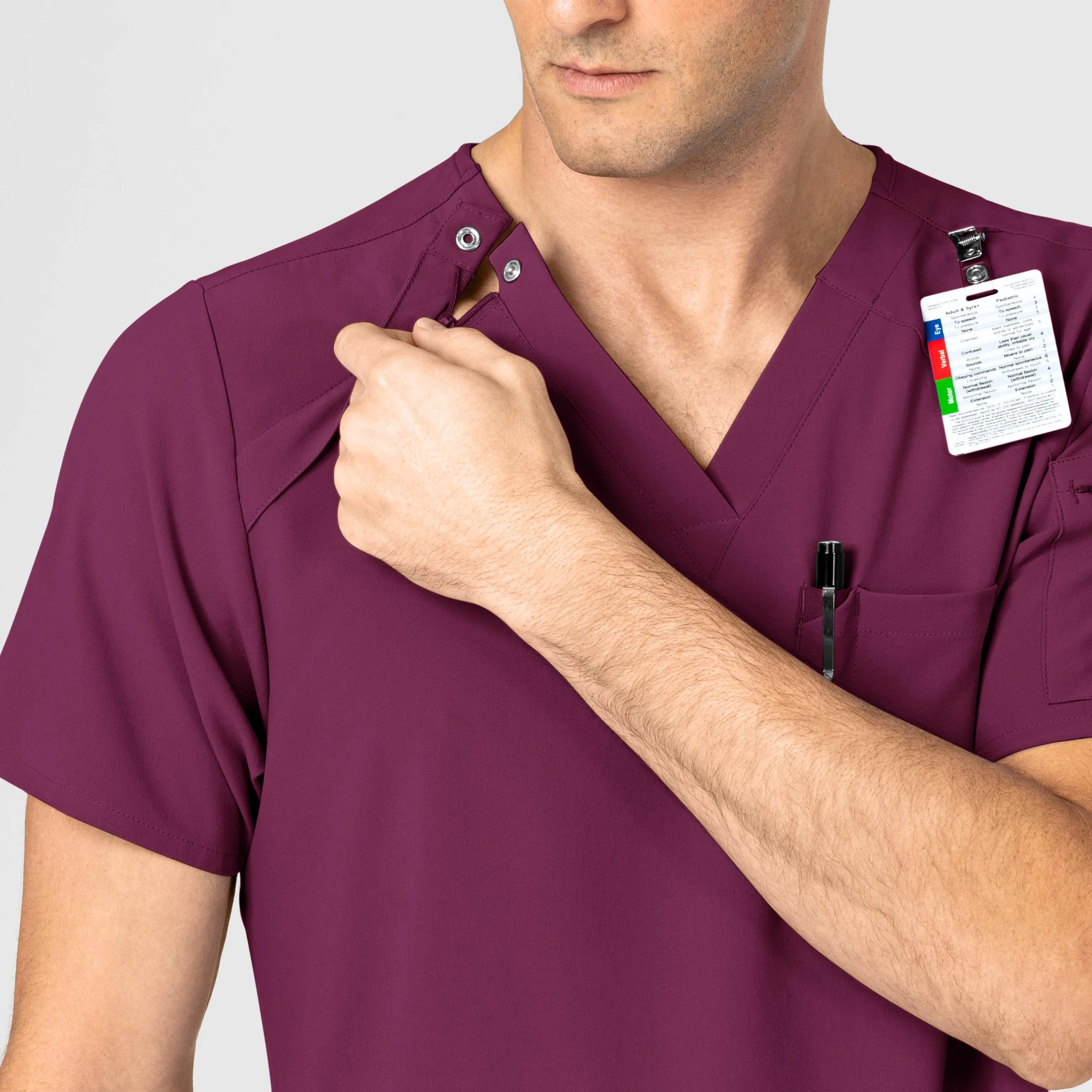 RENEW Men's EZ Zip Scrub Top - Wine