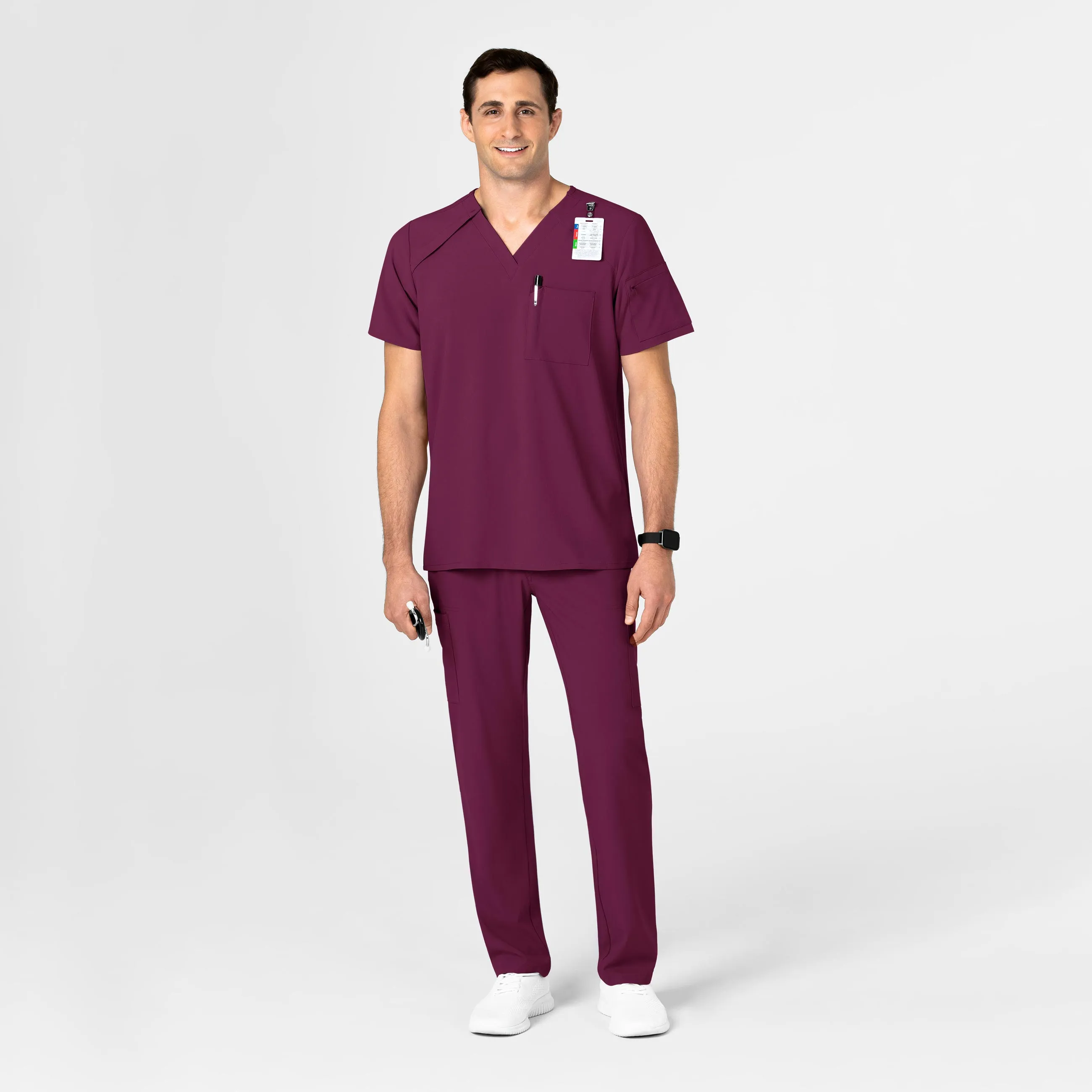 RENEW Men's EZ Zip Scrub Top - Wine