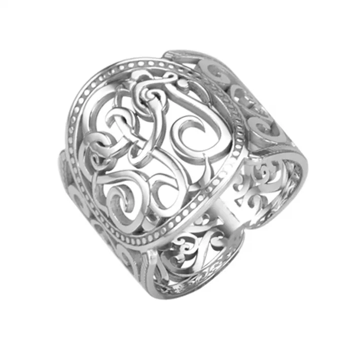 Sterling Silver Cigar Band Scroll Monogram Ring