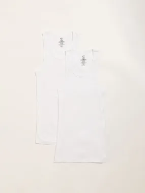 WES Lounge White Sleeveless Vests - Pack of 2