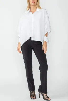 White Unbalanced Button Front Shirt